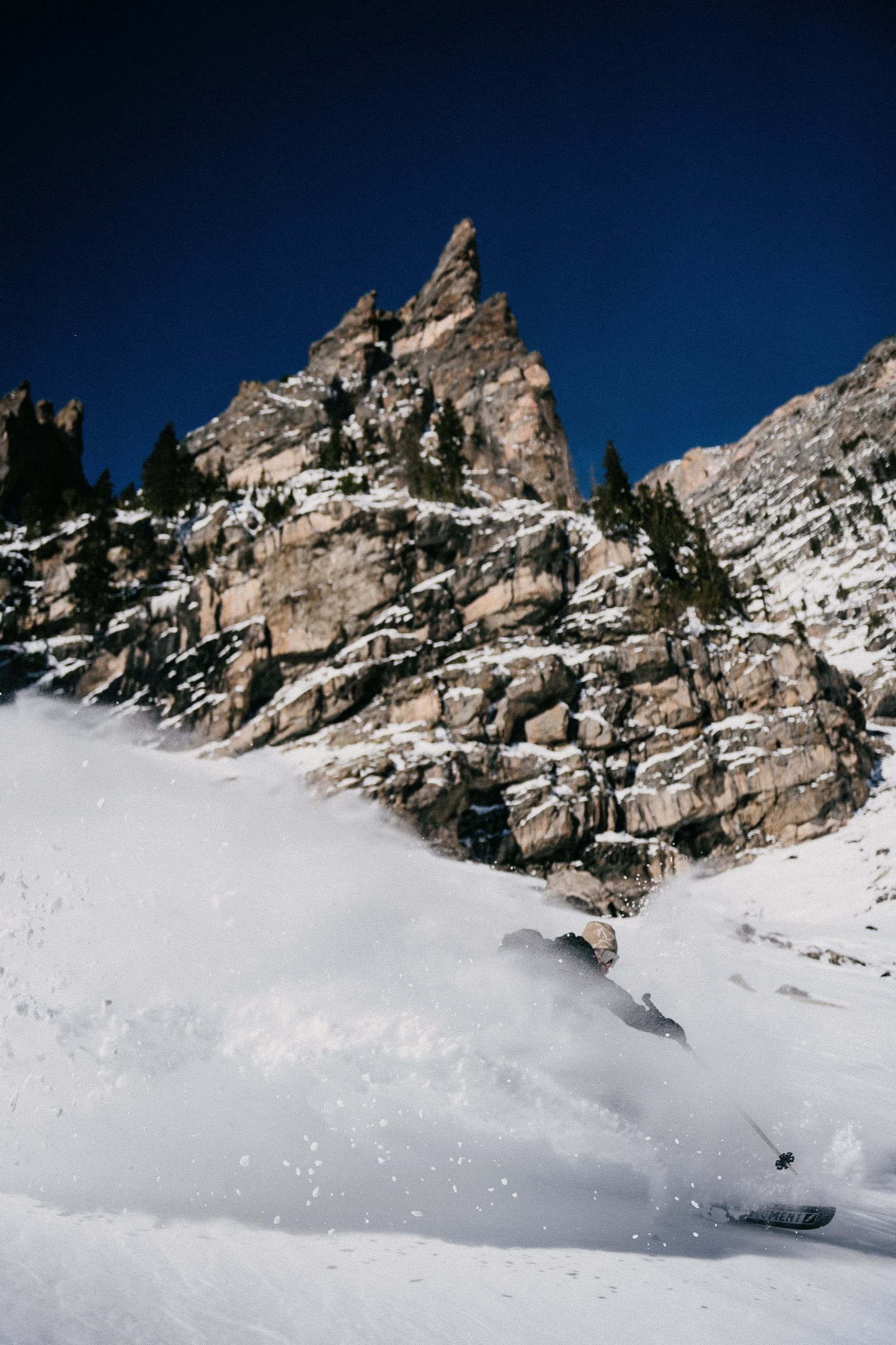 Mountain landscape with skiers